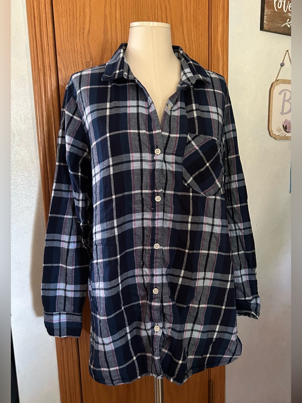 Old Navy Blue Plaid Shirt - Women’s Size XL